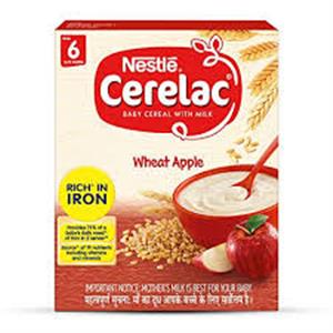 Nestle CERELAC Fortified Baby Cereal with milk , Wheat Apple - From 6 Month (300g , Bag-In Box- Pack)